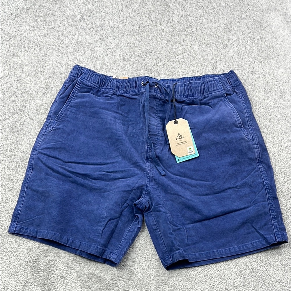 NEW Prana XXL Men's Canyon Camp Short Rich Sapphire Blue Organic Cotton Corduroy